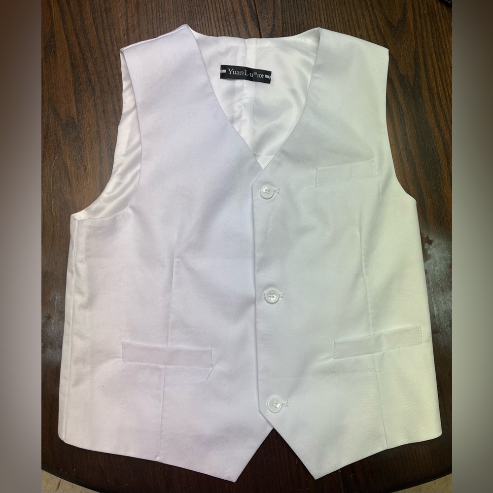 Kids White Vest for Boys - 3 Button Formal Suit Vest - Size 10